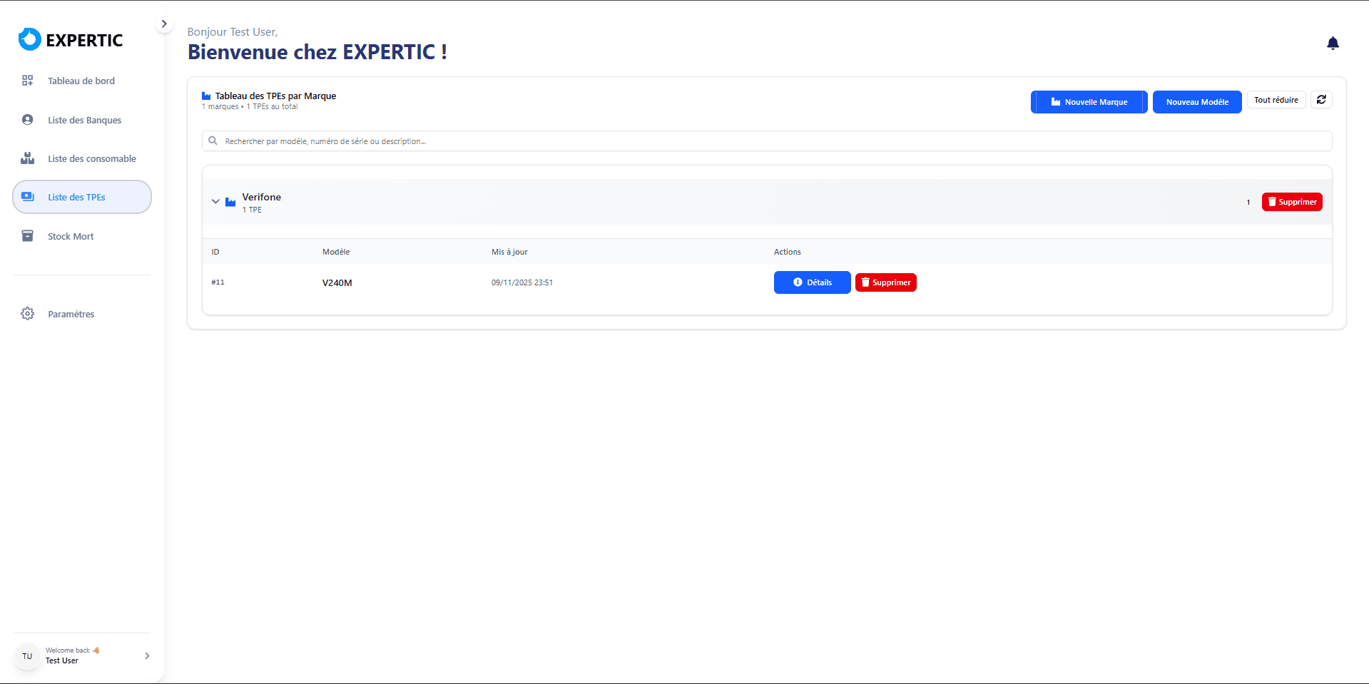 TPMS TPE model management page grouped by manufacturer.
