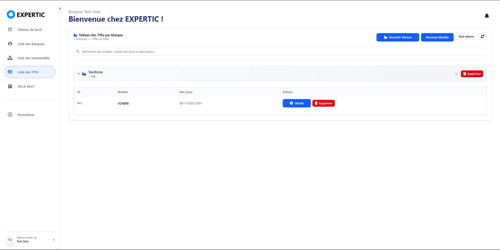 TPMS TPE model management page grouped by manufacturer.